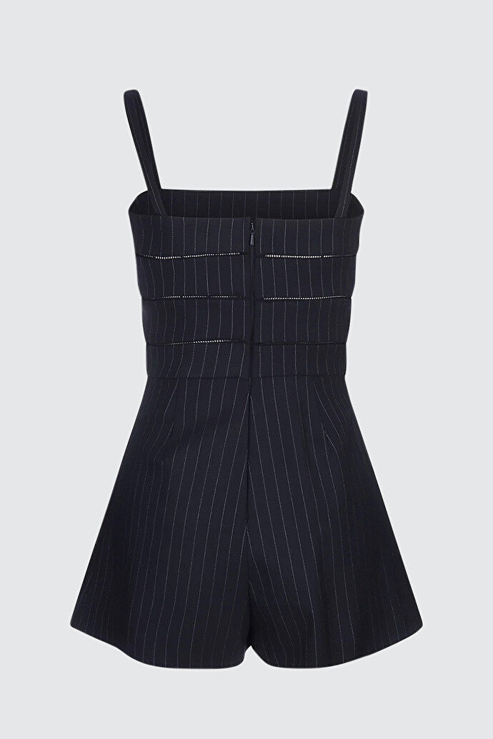Pinstripe wool playsuit