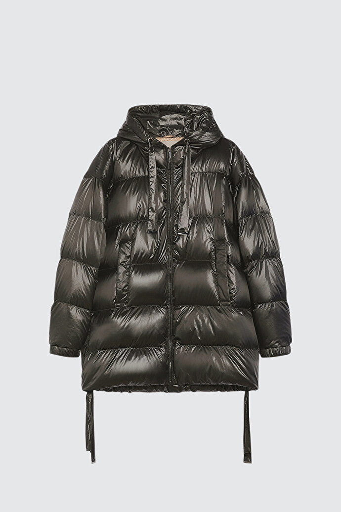 Water-repellent fabric midi down jacket