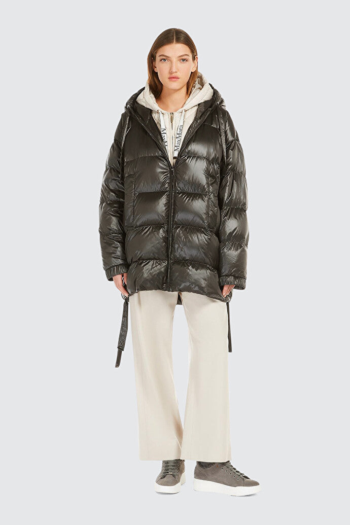 Water-repellent fabric midi down jacket