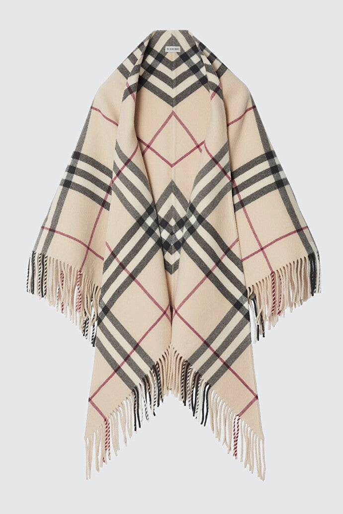 Checked Wool Cape