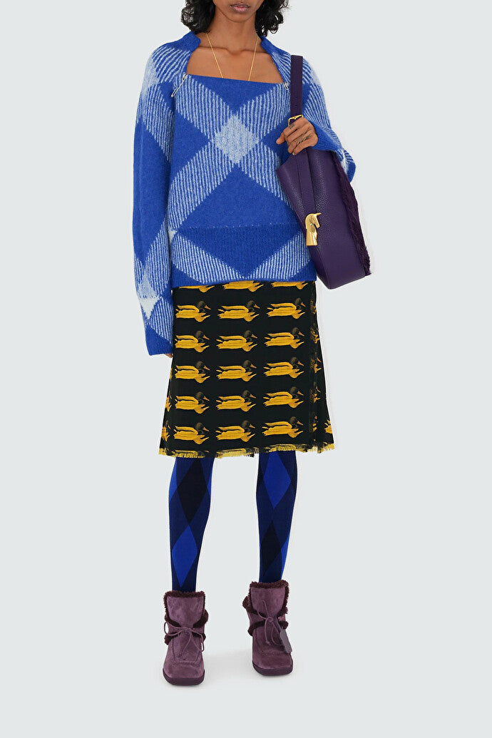 Check Alpaca Wool Blend Sweater
