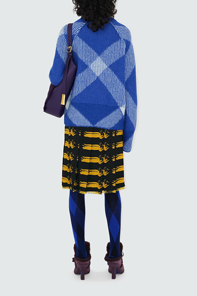 Check Alpaca Wool Blend Sweater