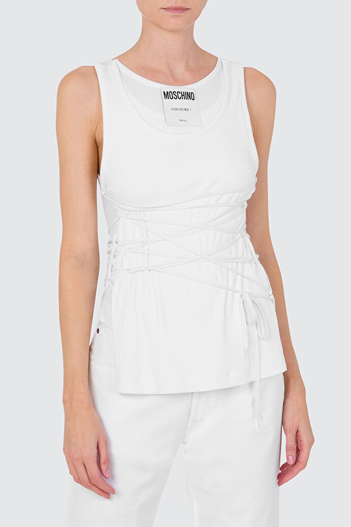 Stretch Cotton Tank Top with laces