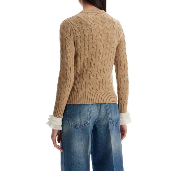 Ruffled Cable Knit Sweater