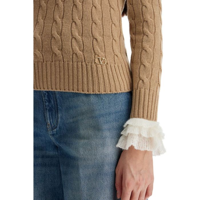 Ruffled Cable Knit Sweater