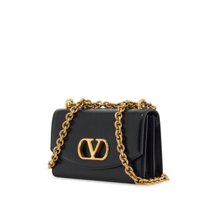VLogo Shiny Leather Small Shoulder Bag