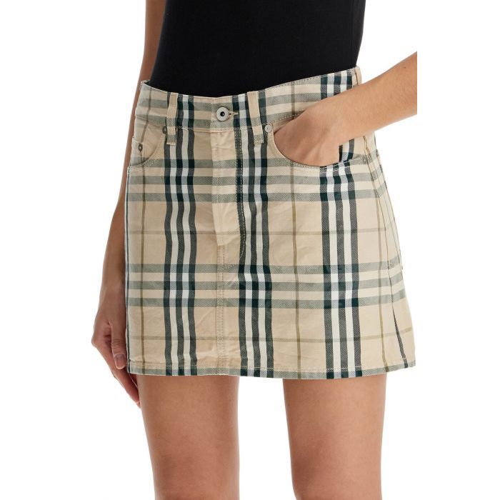 Check Denim Mini Skirt