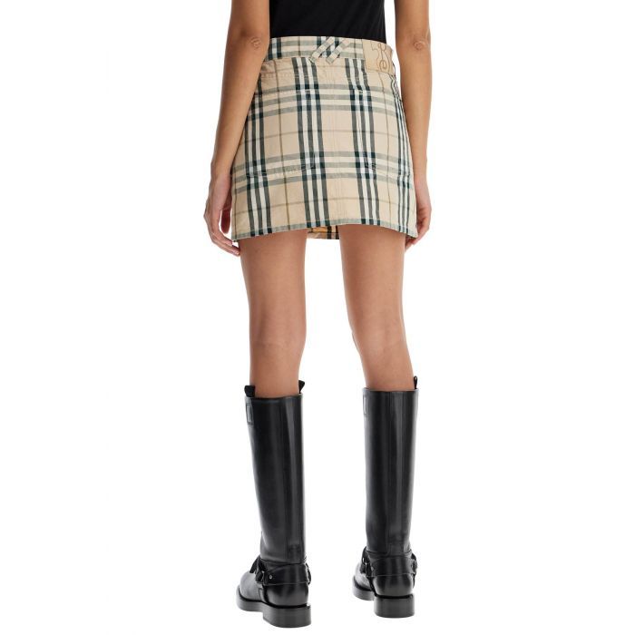 Check Denim Mini Skirt