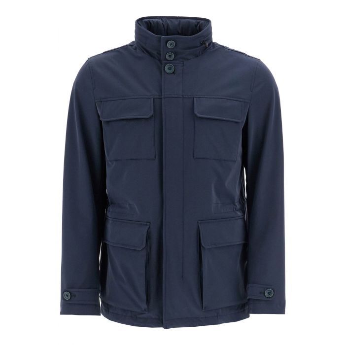 high collar dark blue polyester city life jacket
