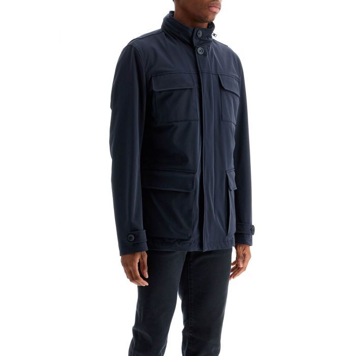 high collar dark blue polyester city life jacket