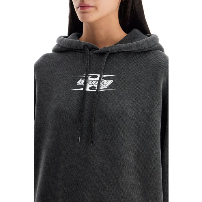 cotton blade logo-embossed hoodie