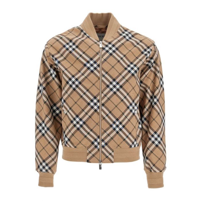 Check Wool Blend Harrington Jacket