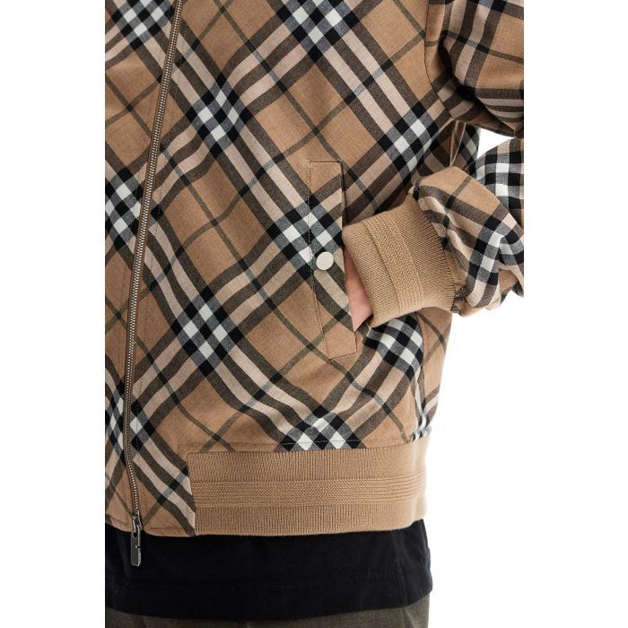 Check Wool Blend Harrington Jacket