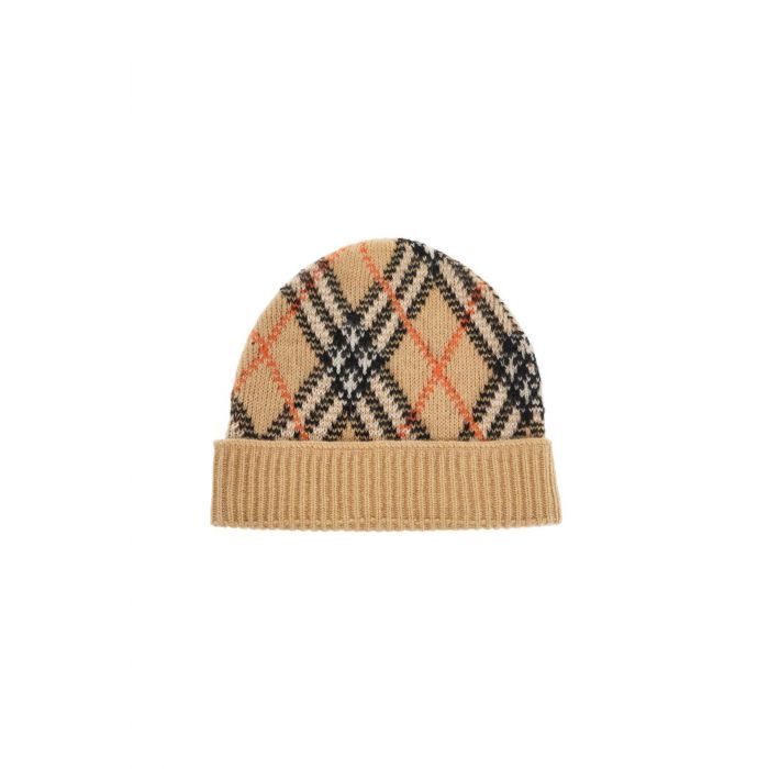 Checked Cashmere Beanie