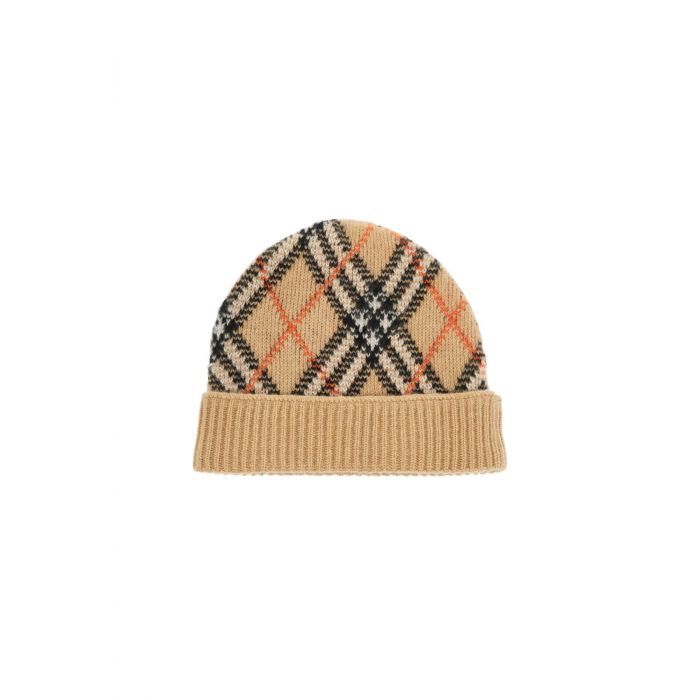 Checked Cashmere Beanie