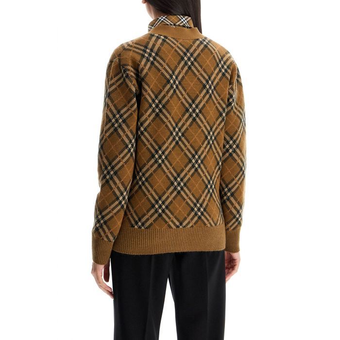 Check Wool Mohair Blend Cardigan