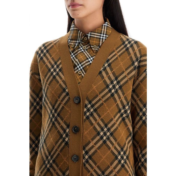 Check Wool Mohair Blend Cardigan