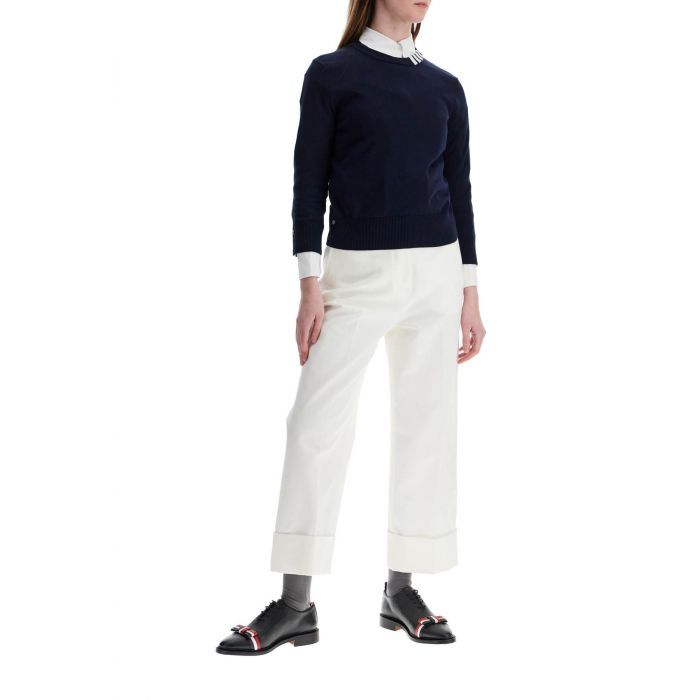 COTTON 4-BAR CREW NECK PULLOVER