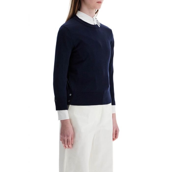 COTTON 4-BAR CREW NECK PULLOVER