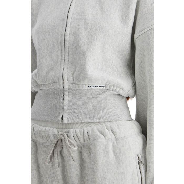 classic cotton terry cropped zip up hoodie