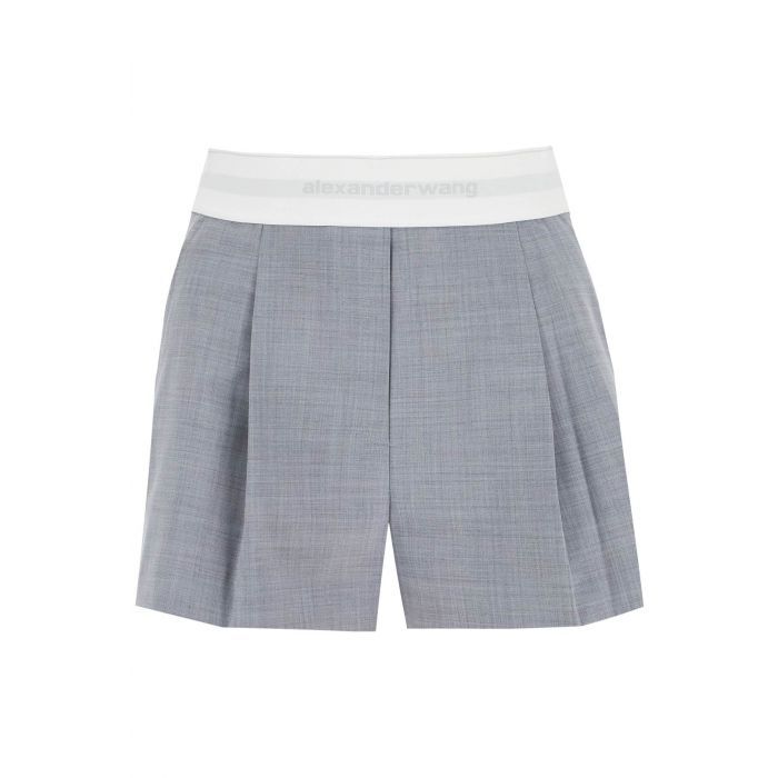 High-waist Pleated Logo Band Short