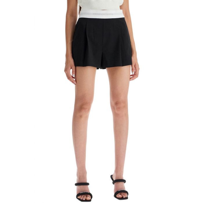 High-waist Pleated Logo Band Short