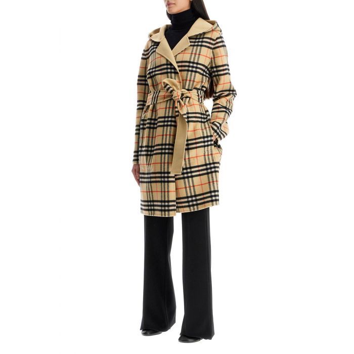 Mid-length Reversible Checked Wool Car Coat