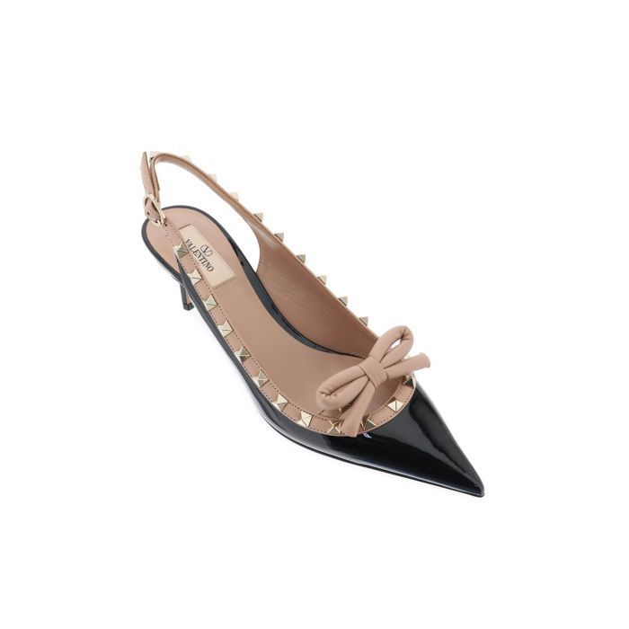 Rockstuds Bow Enamel Slingback Pumps 60MM