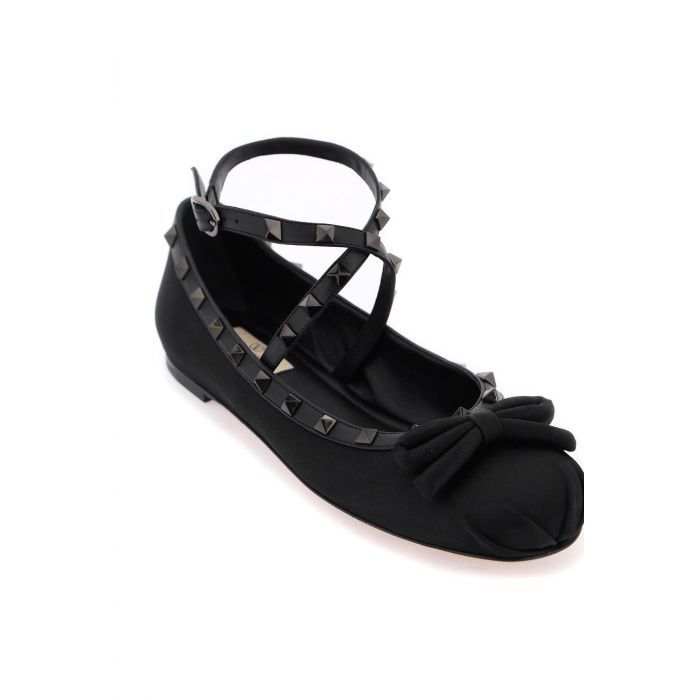 Rockstud Satin Ballerinas