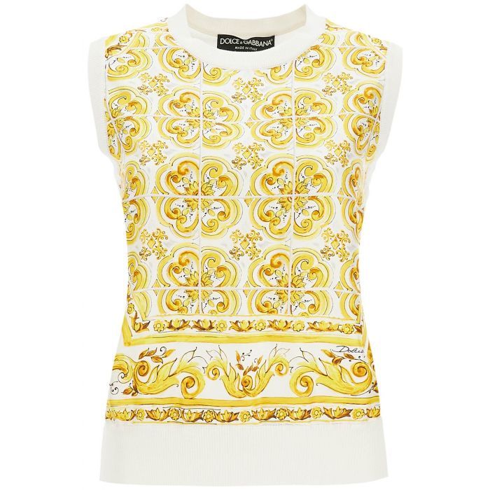 Silk Twill Maiolica Sleeveless Sweater