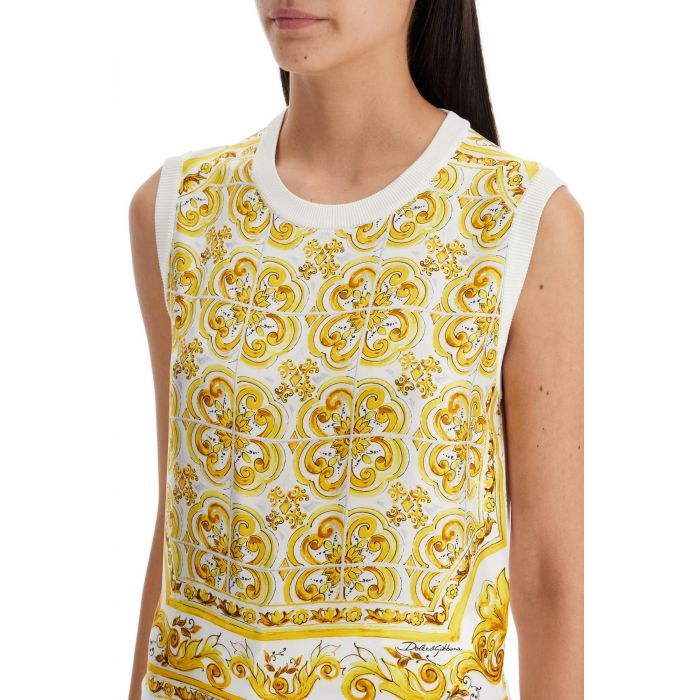 Silk Twill Maiolica Sleeveless Sweater
