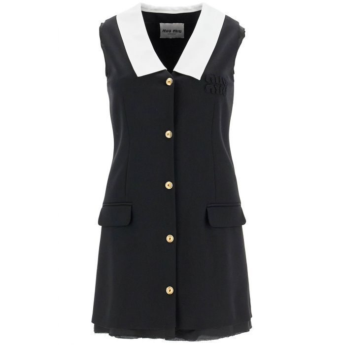 Sleeveless mini wool dress