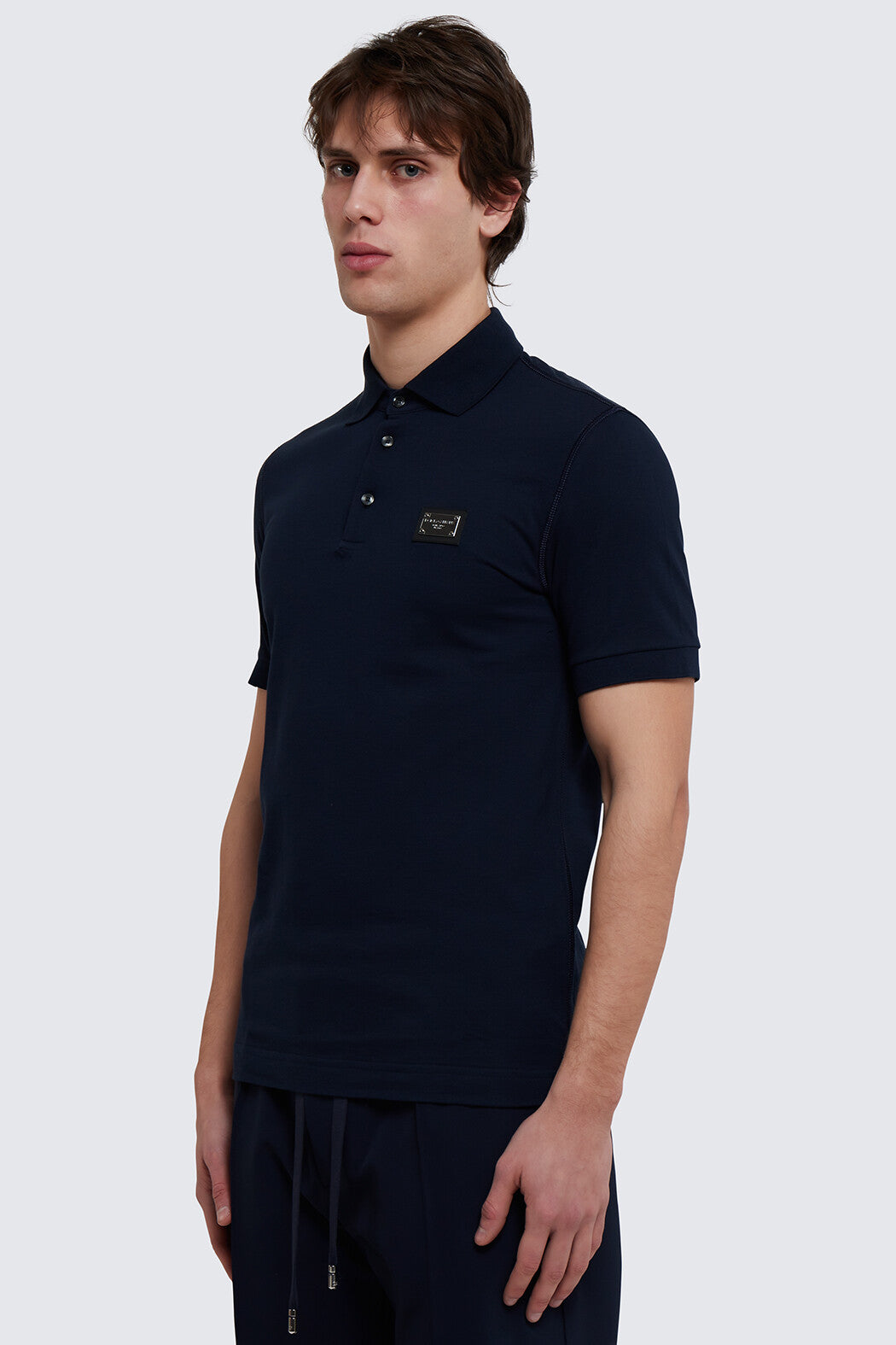 Logo Plate Cotton Polo Shirt