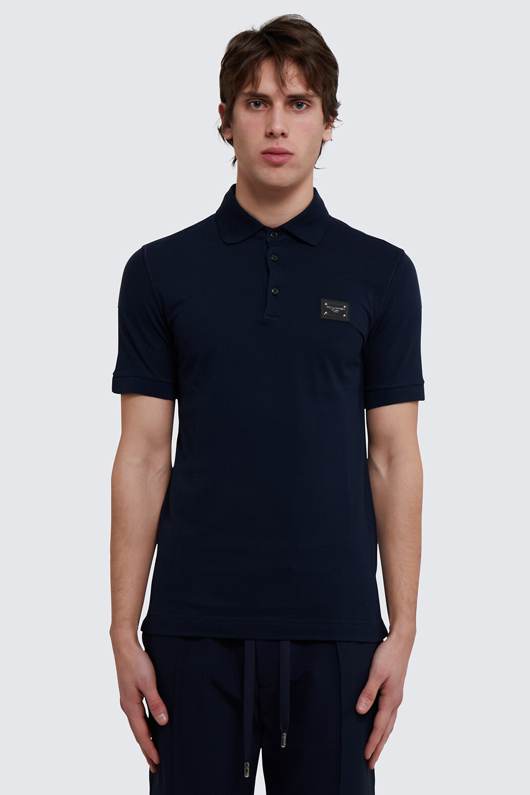 Logo Plate Cotton Polo Shirt