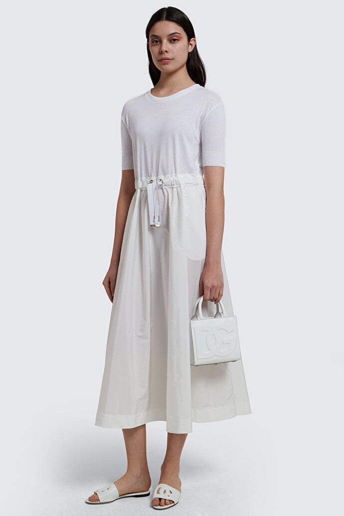 Glam Knit Effect Techno Taffeta Dress