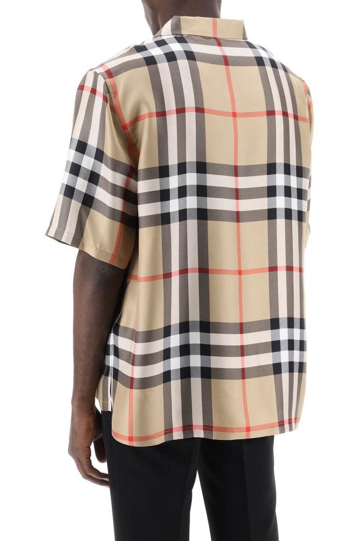 Short Sleeve Check Silk Shirt