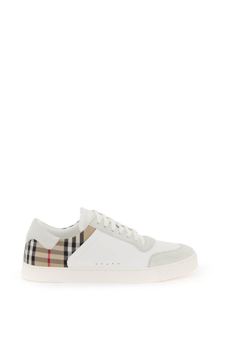 Check leather sneakers