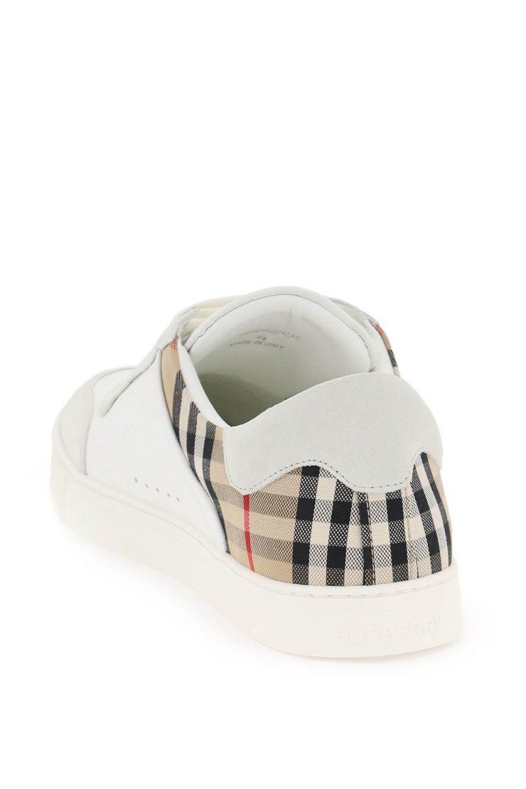Check leather sneakers