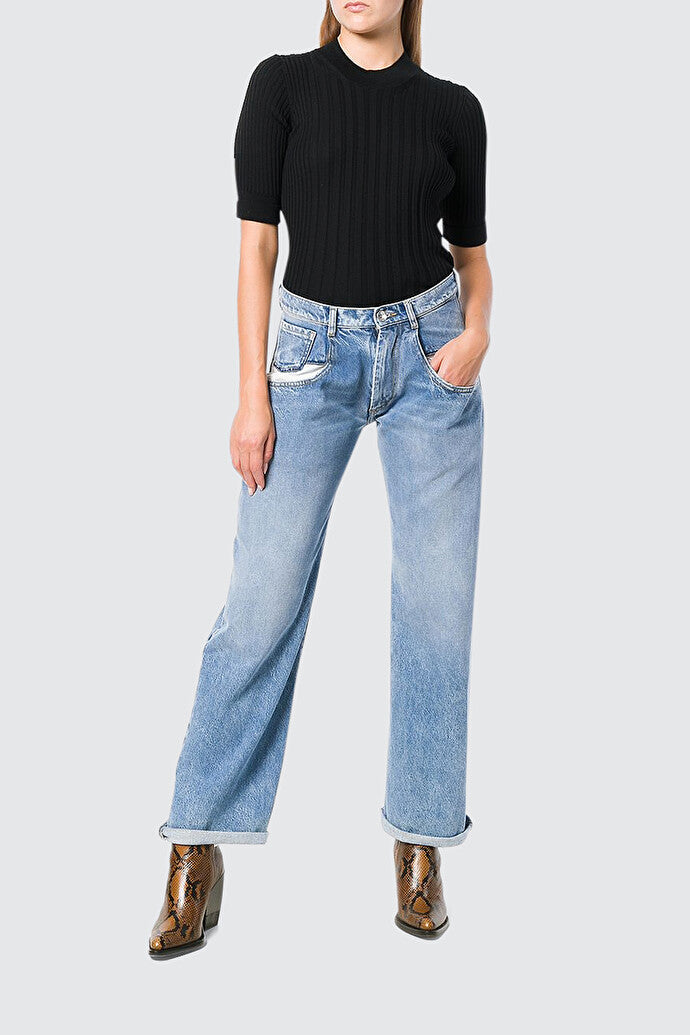 Contrast Pocket Straight Jeans