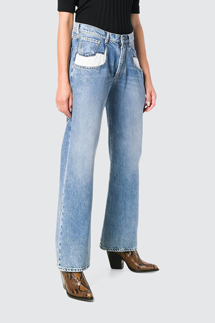 Contrast Pocket Straight Jeans