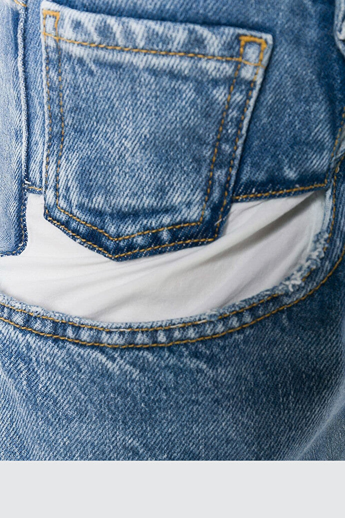 Contrast Pocket Straight Jeans