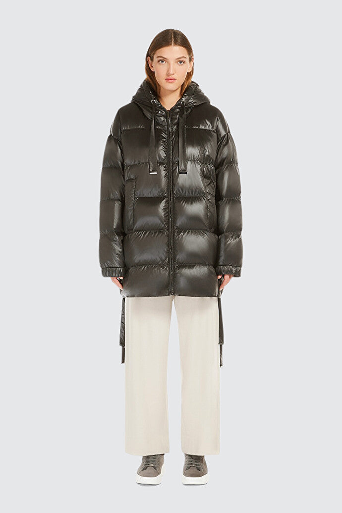 Water-repellent fabric midi down jacket