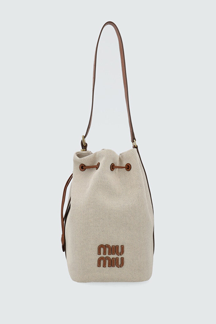 Canvas and Leather Bucket Bag