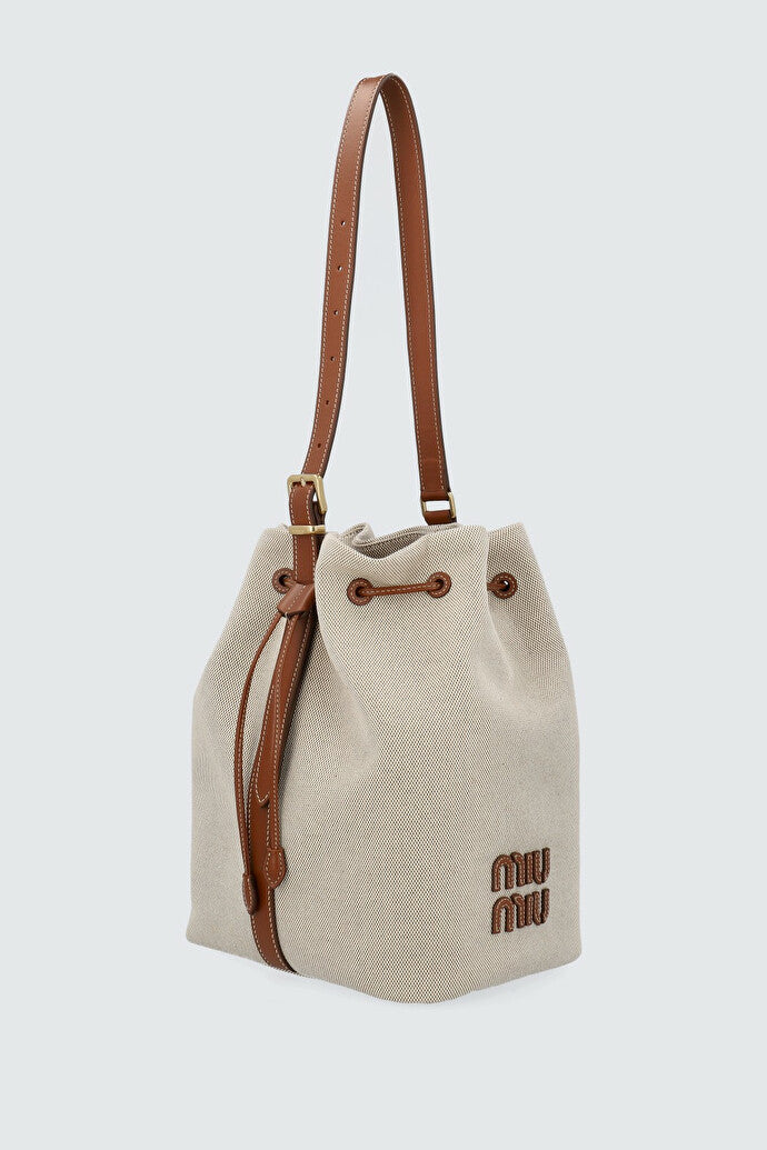 Canvas and Leather Bucket Bag