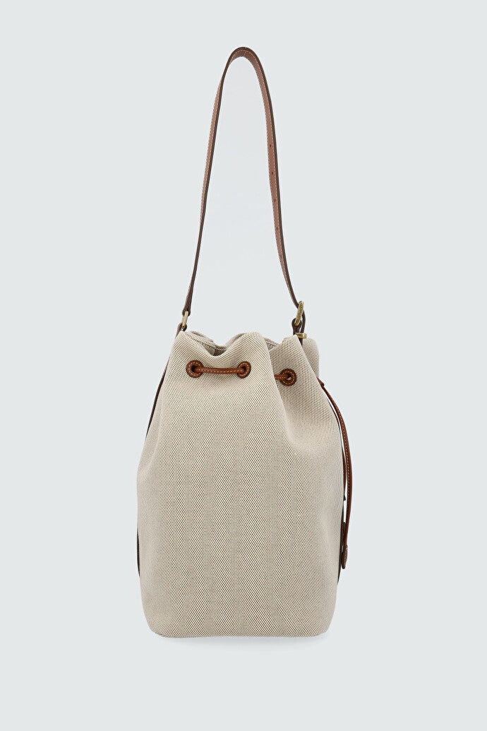 Canvas and Leather Bucket Bag