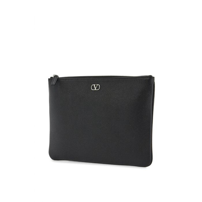 VLOGO SIGNATURE GRAINY CALFSKIN POUCH