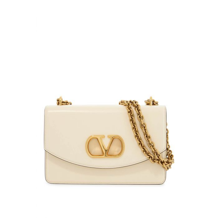 VLogo Shiny Leather Shoulder Bag