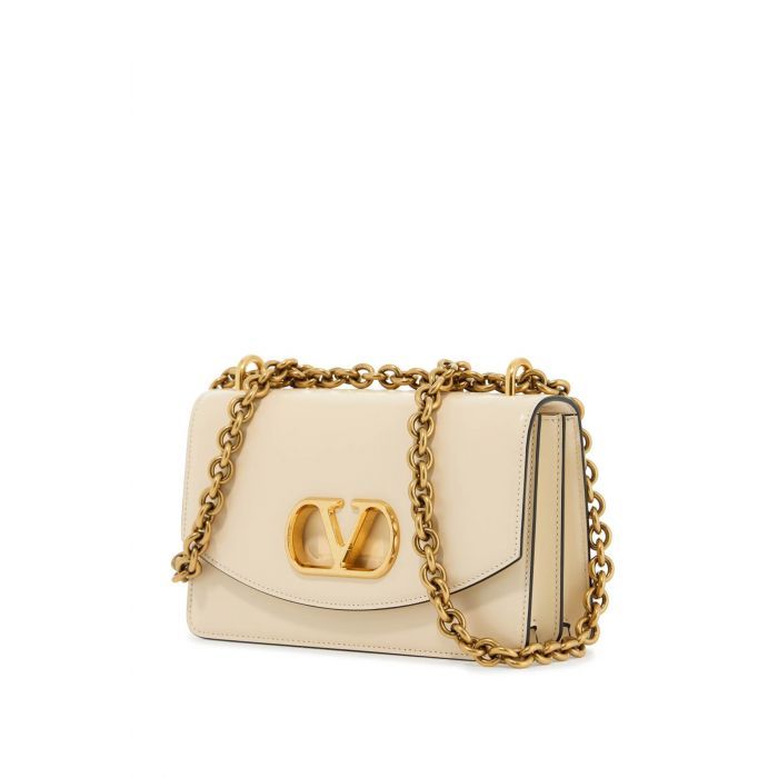 VLogo Shiny Leather Small Shoulder Bag