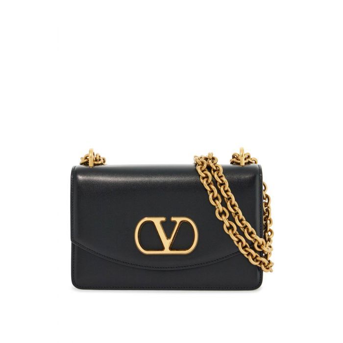 VLogo Shiny Leather Small Shoulder Bag