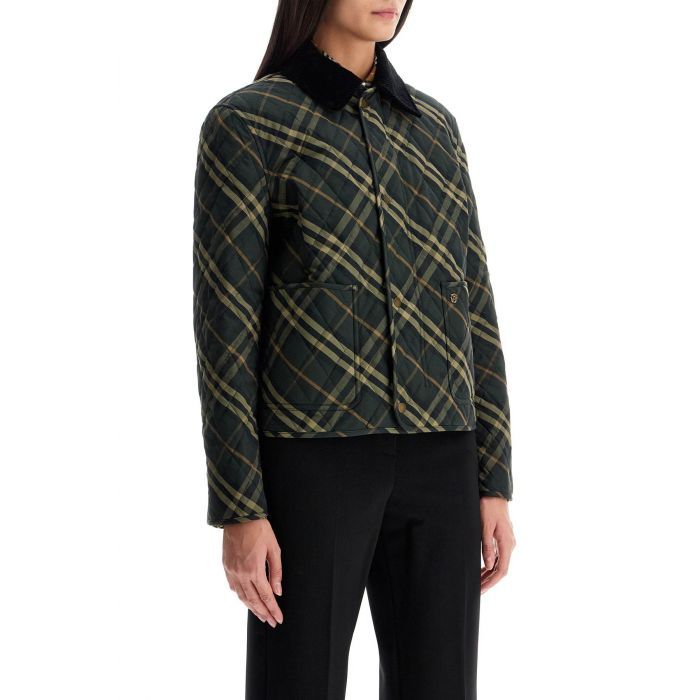 Cropped Check Quilted Barn Jacket